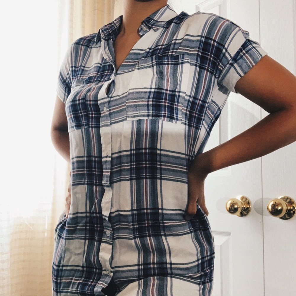Plaid long t-shirt